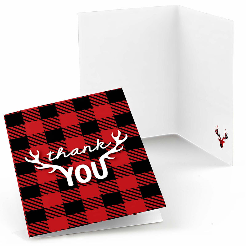 Prancing Plaid - Christmas & Holiday Buffalo Plaid Party Thank You Cards