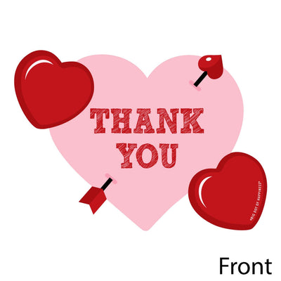 Conversation Hearts - Shaped Thank You Cards - Valentine's Day Party Thank You Note Cards with Envelopes - Set of 12