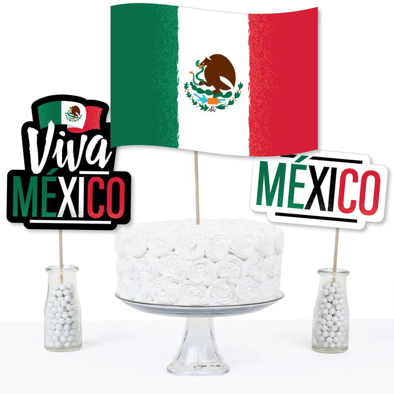 Viva Mexico - Mexican Independence Day Party Centerpiece Sticks - Table Toppers - Set of 15