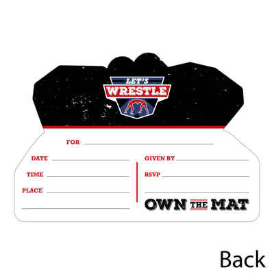 Own The Mat - Wrestling - Shaped Fill-In Invitations - Birthday Party or Wrestler Party Invitation Cards with Envelopes - Set of 12