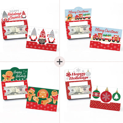 Merry Christmas Cards - Assorted Holiday Money and Gift Card Holders - Set of 8