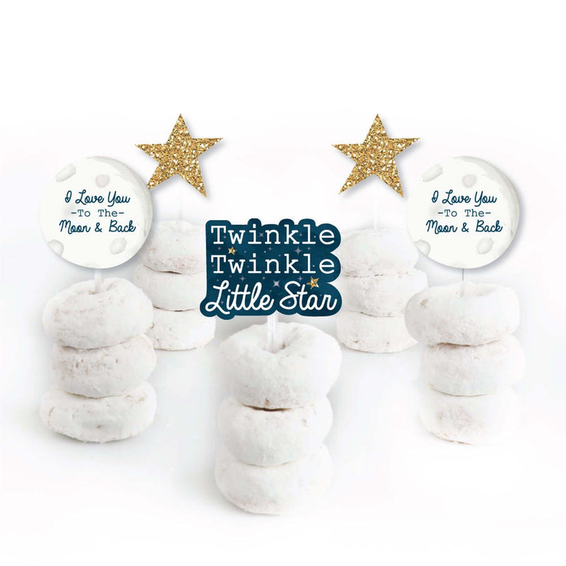 Twinkle Twinkle Little Star - Dessert Cupcake Toppers - Baby Shower or Birthday Party Clear Treat Picks - Set of 24