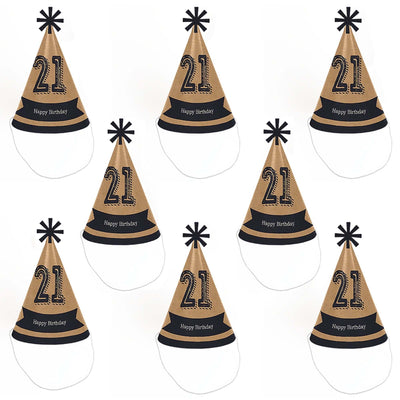 Finally 21 - 21st Birthday - Cone Happy Birthday Party Hats for Adults - Set of 8 (Standard Size)