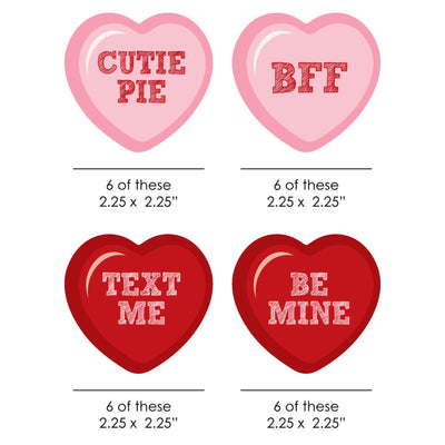 Conversation Hearts - DIY Shaped Valentine's Day Party Paper Cut-Outs - 24 ct