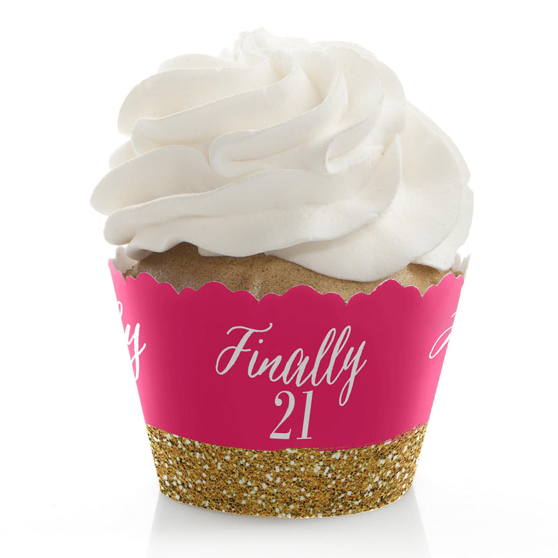 Finally 21 Girl - 21st Birthday - Birthday Decorations - Party Cupcake Wrappers - Set of 12