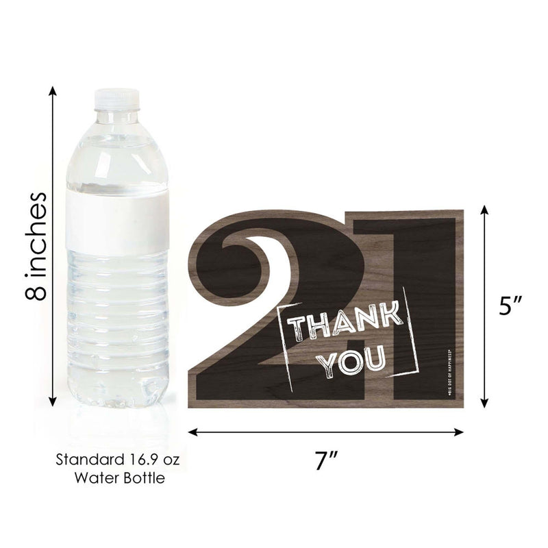 Finally 21 - Shaped Thank You Cards - 21st Birthday Party Thank You Note Cards with Envelopes - Set of 12