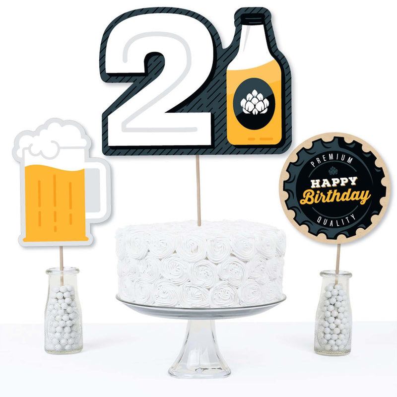 Cheers and Beers to 21 Years - 21st Birthday Party Centerpiece Sticks - Table Toppers - Set of 15