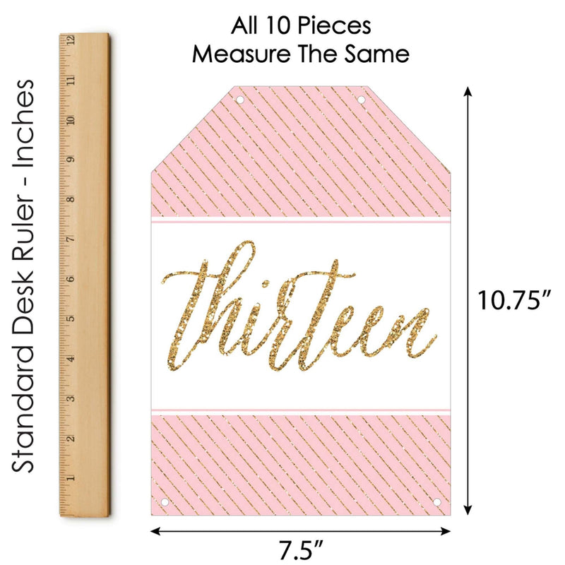 Chic 13th Birthday - Pink, Black and Gold - Hanging Vertical Paper Door Banners - Birthday Party Wall Decoration Kit - Indoor Door Decor