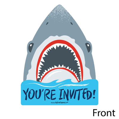 Shark Zone - Shaped Fill-In Invitations - Jawsome Shark Party or Birthday Party Invitation Cards with Envelopes - Set of 12