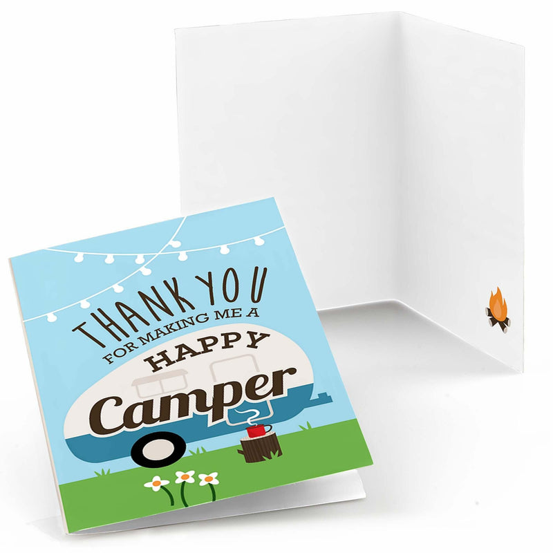 Happy Camper - Camping Baby Shower or Birthday Party Thank You Cards - 8 ct