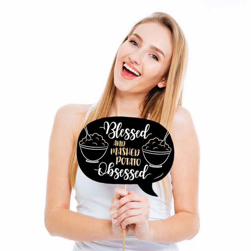 Funny Elegant Thankful for Friends - 10 Piece Friendsgiving Photo Booth Props Kit