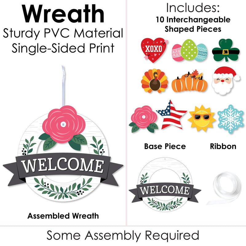 Holiday Welcome - Front Door Seasonal Decor - Interchangeable Wreath