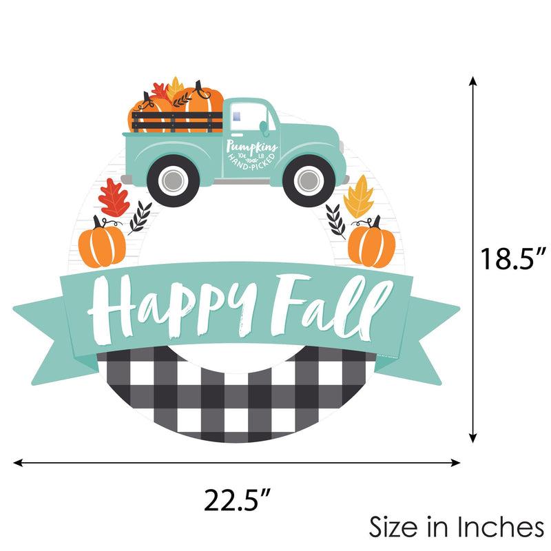 Happy Fall Truck - Outdoor Harvest Pumpkin Party Decor - Front Door Wreath