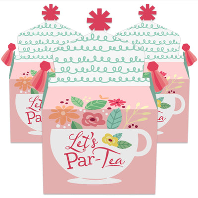 Floral Let's Par-Tea - Treat Box Party Favors - Garden Tea Party Goodie Gable Boxes - Set of 12