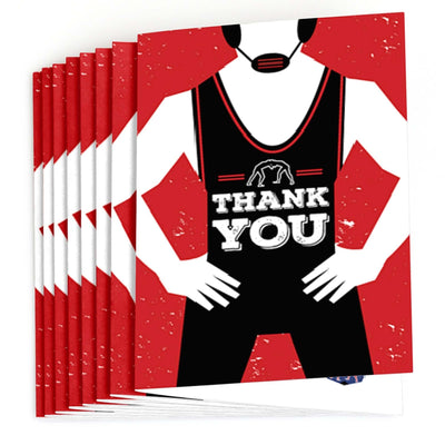 Own The Mat - Wrestling - Birthday Party or Wrestler Party Thank You Cards - 8 ct