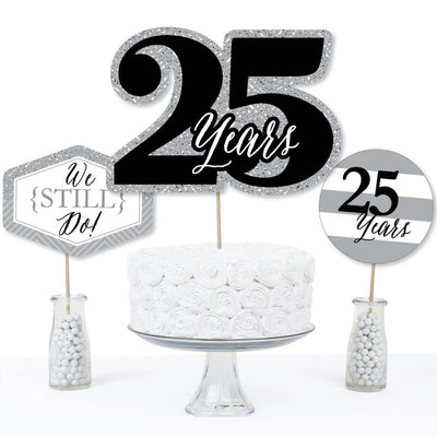 We Still Do - 25th Wedding Anniversary - Anniversary Party Centerpiece Sticks - Table Toppers - Set of 15