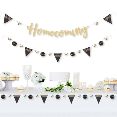 HOCO Dance - Homecoming Letter Banner Decoration - 36 Banner Cutouts and No-Mess Real Gold Glitter Homecoming Banner Letters