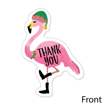 Flamingle Bells - Shaped Thank You Cards - Tropical Christmas Party Thank You Note Cards with Envelopes - Set of 12