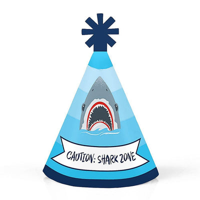 Shark Zone - Mini Cone Jawsome Shark Party or Birthday Party Hats - Small Little Party Hats - Set of 8