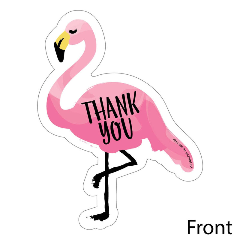 Pink Flamingo - Party Like a Pineapple - Shaped Thank You Cards - Baby Shower or Birthday Party Thank You Note Cards with Envelopes - Set of 12