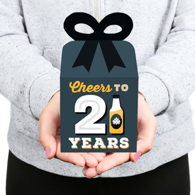 Cheers and Beers to 21 Years - Square Favor Gift Boxes - 21st Birthday Party Bow Boxes - Set of 12