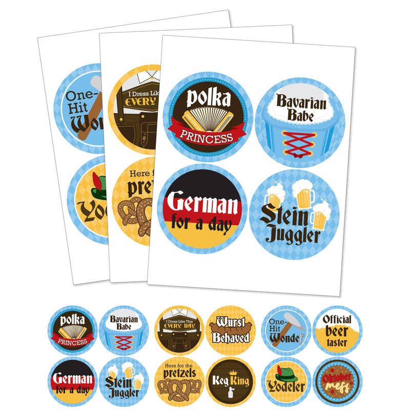 Oktoberfest - German Beer Festival Funny Name Tags - Party Badges Sticker Set of 12