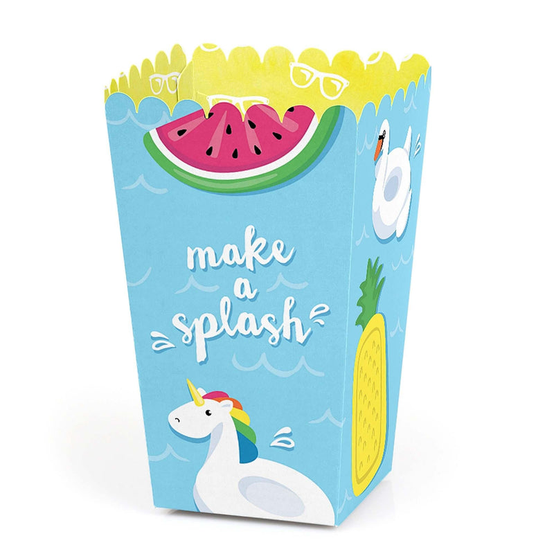 Make a Splash - Pool Party - Summer Swimming Party or Birthday Party Favor Popcorn Treat Boxes - Set of 12