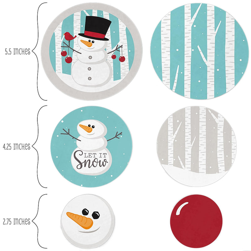 Let It Snow - Snowman - Holiday & Christmas Party Giant Circle Confetti - Winter Party Decorations - Large Confetti 27 Count