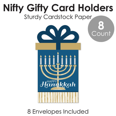 Happy Hanukkah - Chanukah Holiday Party Money and Gift Card Sleeves - Nifty Gifty Card Holders - Set of 8