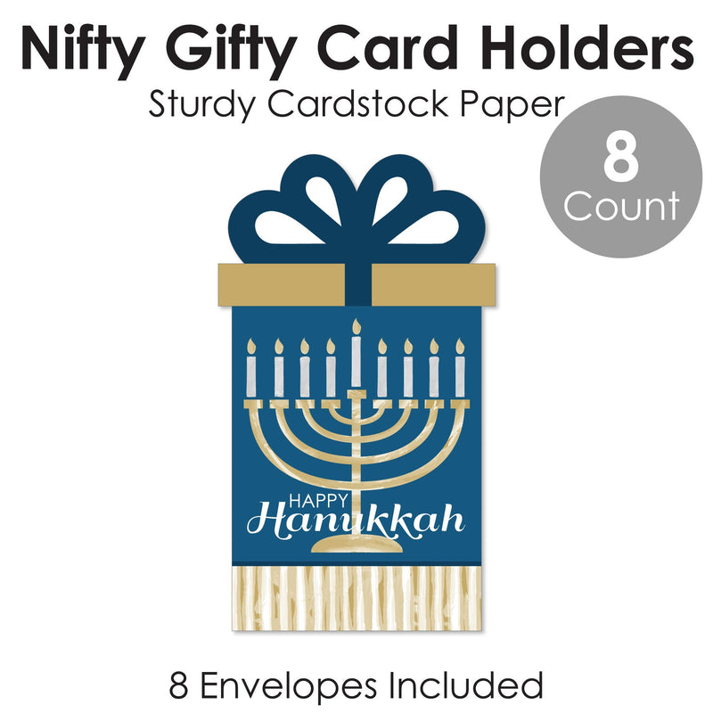 Happy Hanukkah - Chanukah Holiday Party Money and Gift Card Sleeves - Nifty Gifty Card Holders - Set of 8