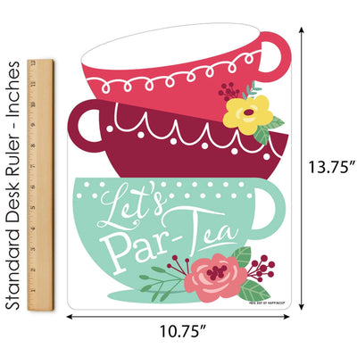 Floral Let's Par-Tea - Outdoor Lawn Sign - Garden Tea Party Yard Sign - 1 Piece