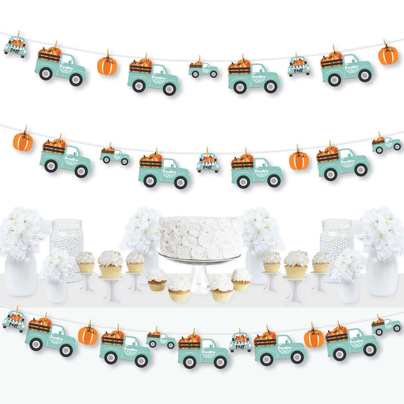 Happy Fall Truck - Harvest Pumpkin Party DIY Decorations - Clothespin Garland Banner - 44 Pieces