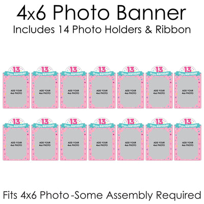 Girl 13th Birthday - DIY Official Teenager Birthday Party Decor - Picture Display - Photo Banner