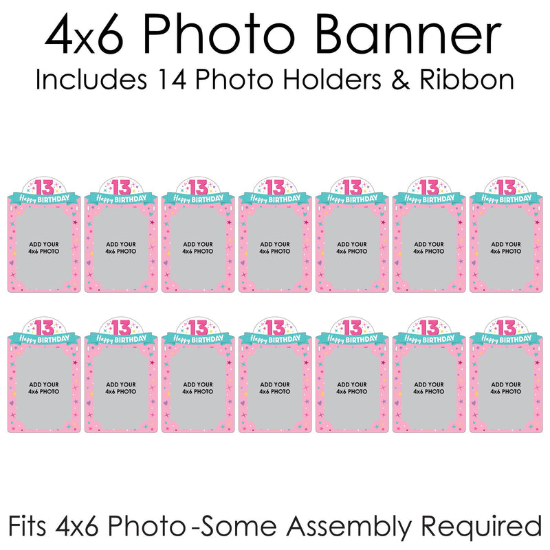 Girl 13th Birthday - DIY Official Teenager Birthday Party Decor - Picture Display - Photo Banner