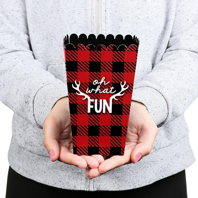 Prancing Plaid - Christmas and Holiday Buffalo Plaid Party Favor Popcorn Treat Boxes - Set of 12