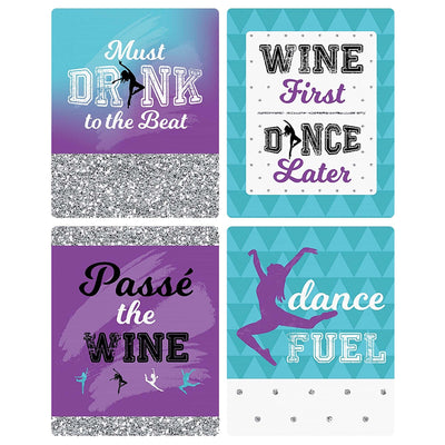 Must Dance to the Beat - Dance - Wine Bottle Gift Labels - Dance Party Decorations for Women and Men - Wine Bottle Label Stickers - Set of 4