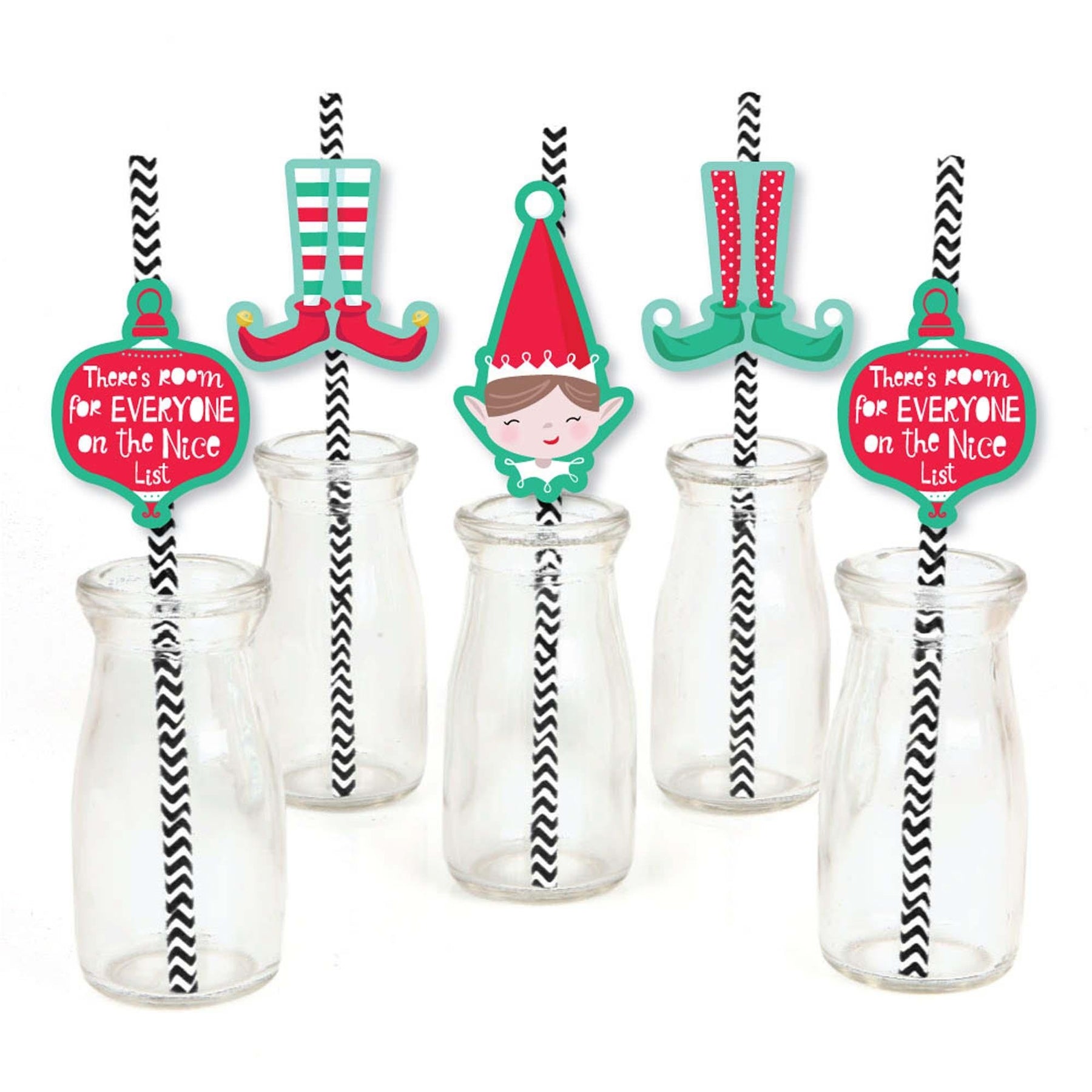 Big Dot of Happiness Jolly Santa Claus Paper Straw Decor