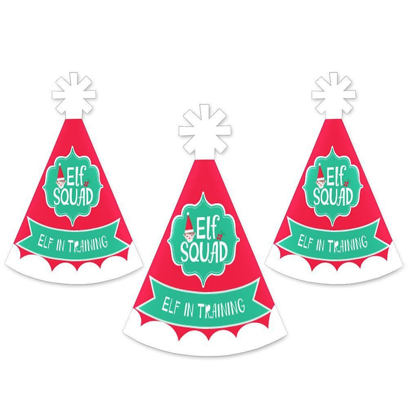 Elf Squad - Mini Cone Kids Elf Christmas and Birthday Party Hats - Small Little Party Hats - Set of 8