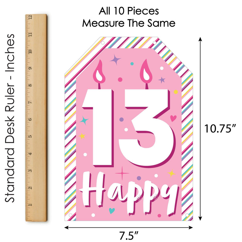 Girl 13th Birthday - Hanging Vertical Paper Door Banners - Official Teenager Birthday Party Wall Decoration Kit - Indoor Door Decor