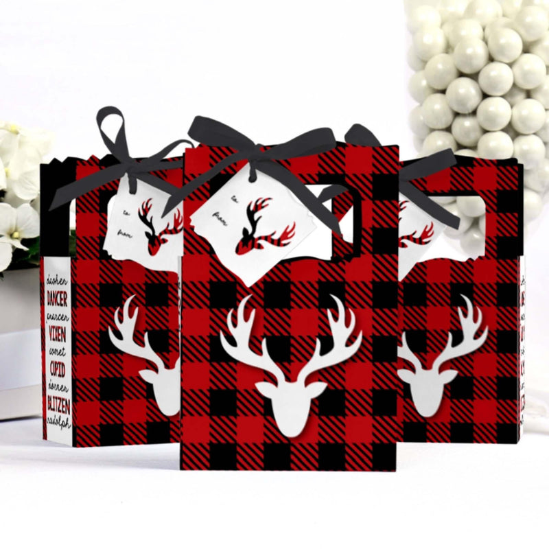 Prancing Plaid - Christmas and Holiday Buffalo Plaid Party Gift Boxes - 12 Count