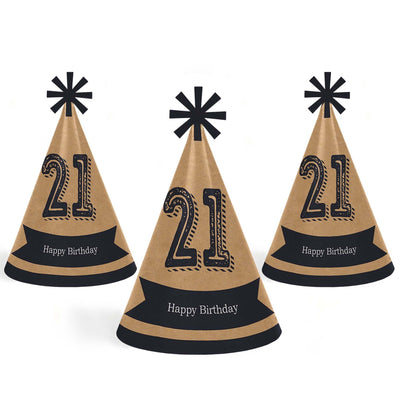 Finally 21 - 21st Birthday - Cone Happy Birthday Party Hats for Adults - Set of 8 (Standard Size)