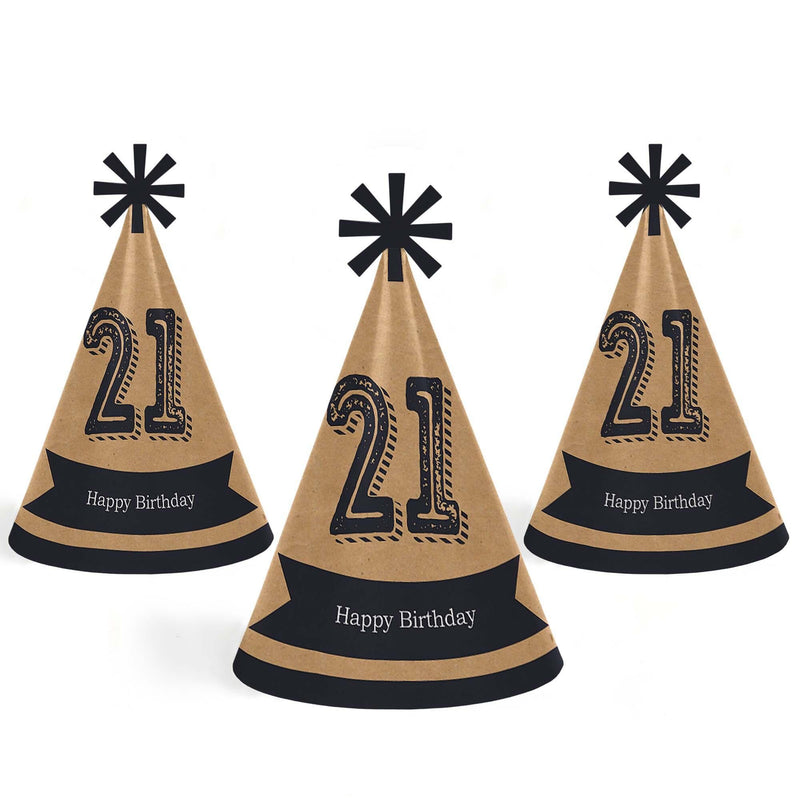 Finally 21 - 21st Birthday - Cone Happy Birthday Party Hats for Adults - Set of 8 (Standard Size)