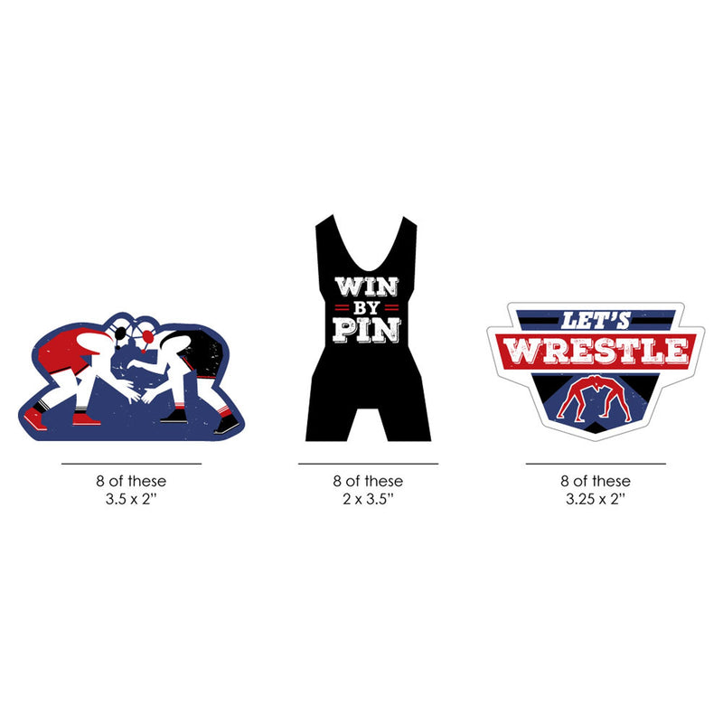 Own The Mat - Wrestling - DIY Shaped Birthday Party or Wrestler Party Cut-Outs - 24 ct