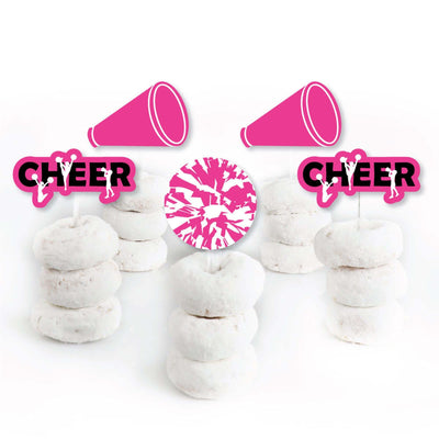 We've Got Spirit - Cheerleading - Dessert Cupcake Toppers - Birthday Party or Cheerleader Party Clear Treat Picks - Set of 24