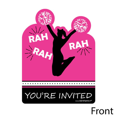 We've Got Spirit - Cheerleading - Shaped Fill-In Invitations - Birthday Party or Cheerleader Party Invitation Cards with Envelopes - Set of 12