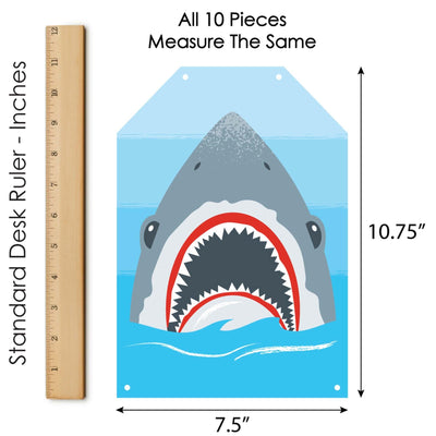 Shark Zone - Hanging Vertical Paper Door Banners - Jawsome Shark Party or Birthday Party Wall Decoration Kit - Indoor Door Decor