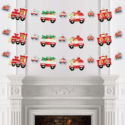 Christmas Train - Holiday Party DIY Decorations - Clothespin Garland Banner - 44 Pieces