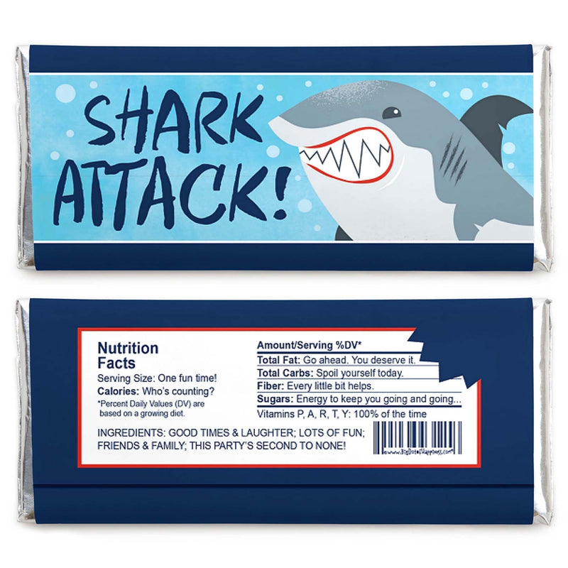 Shark Zone - Candy Bar Wrapper Jawsome Shark Party or Birthday Party Favors - Set of 24