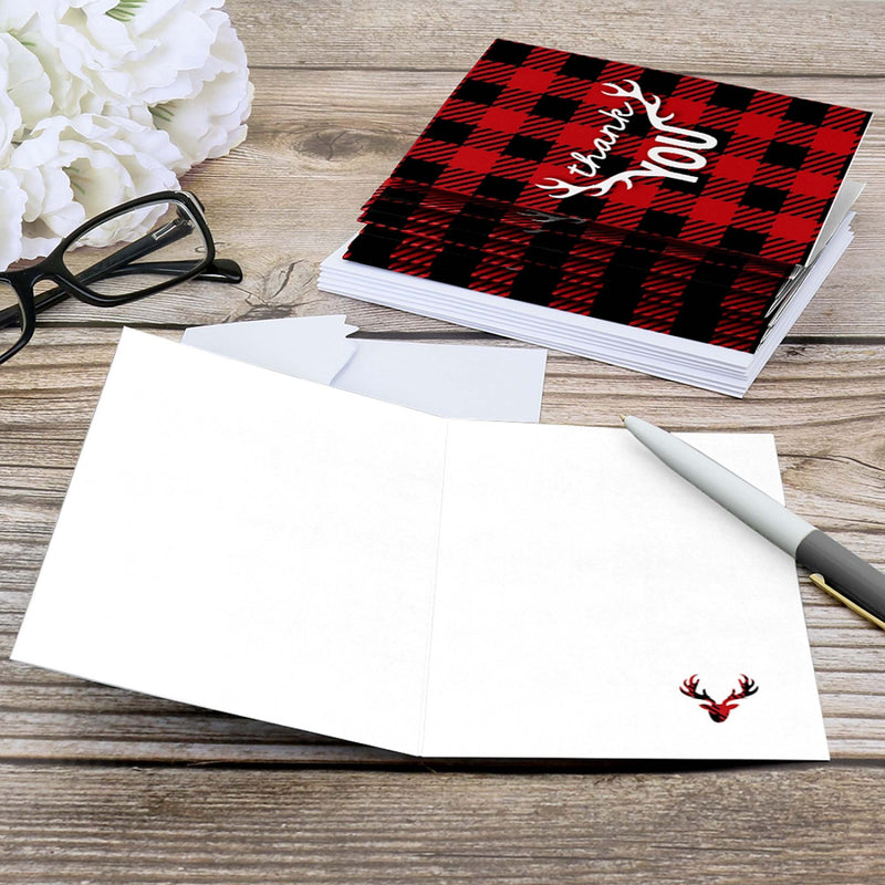 Prancing Plaid - Christmas & Holiday Buffalo Plaid Party Thank You Cards