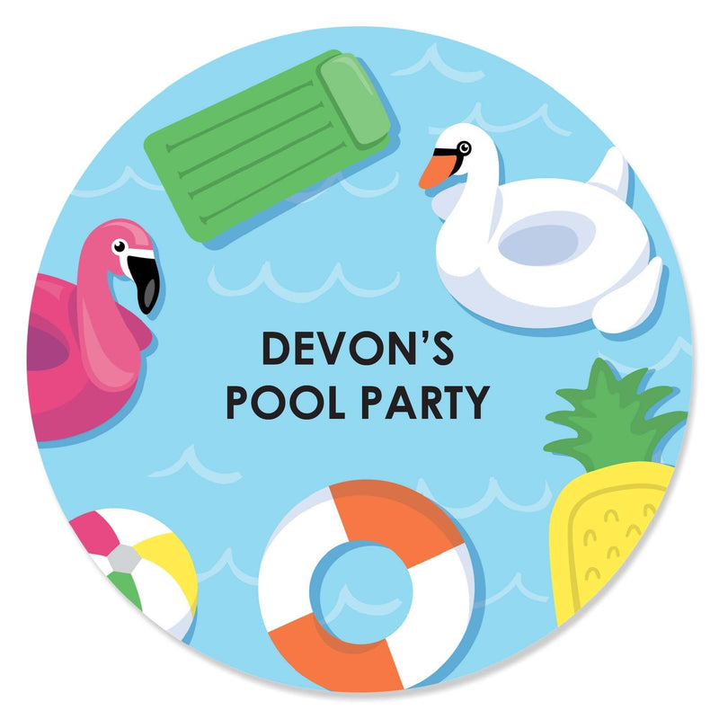 Make A Splash - Pool Party - Personalized Summer Swimming Party or Birthday Party Sticker Labels - 24 ct